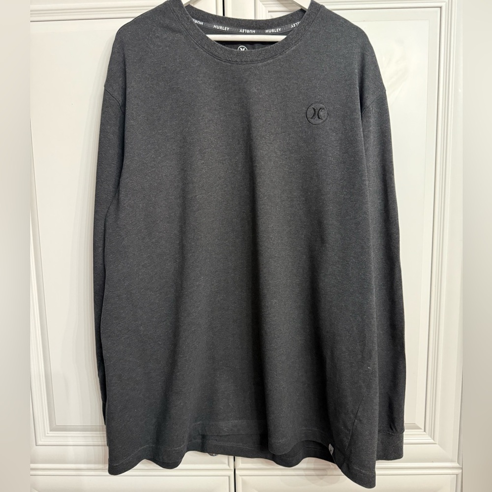 Hurley Men's XXL Charcoal Coloured Long Sleeve Crew Neck Sweatshirt Top Shirt